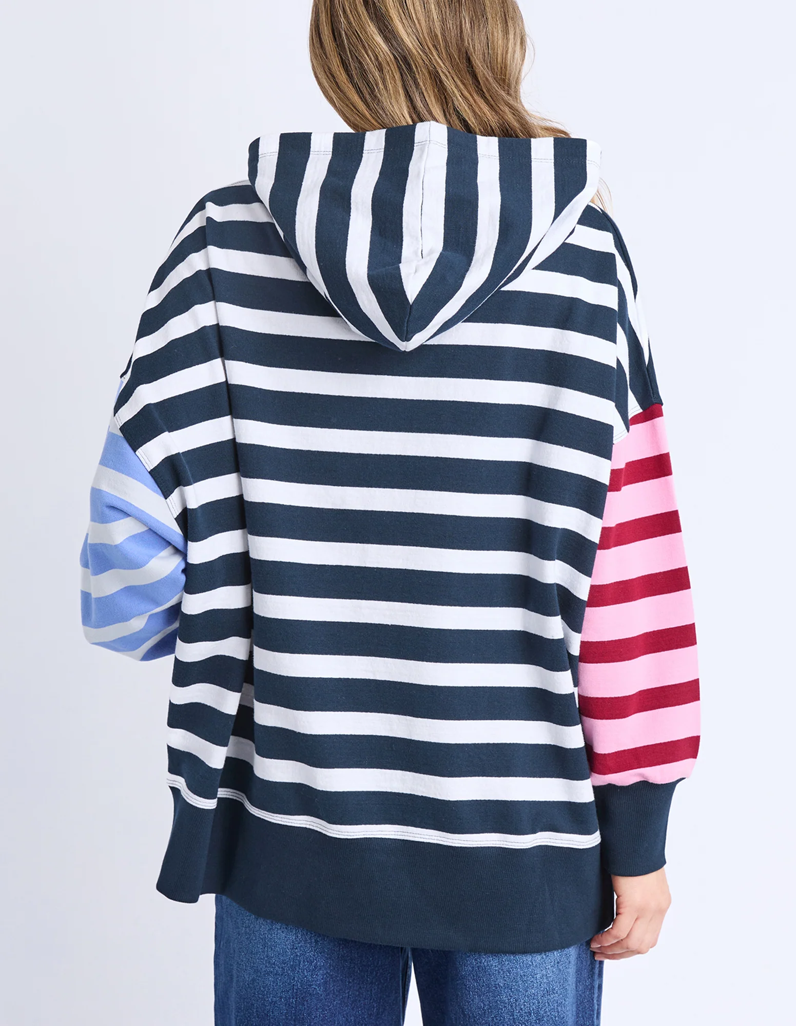 All Sorts Hoodie Pink/Navy Stripe - Image 4