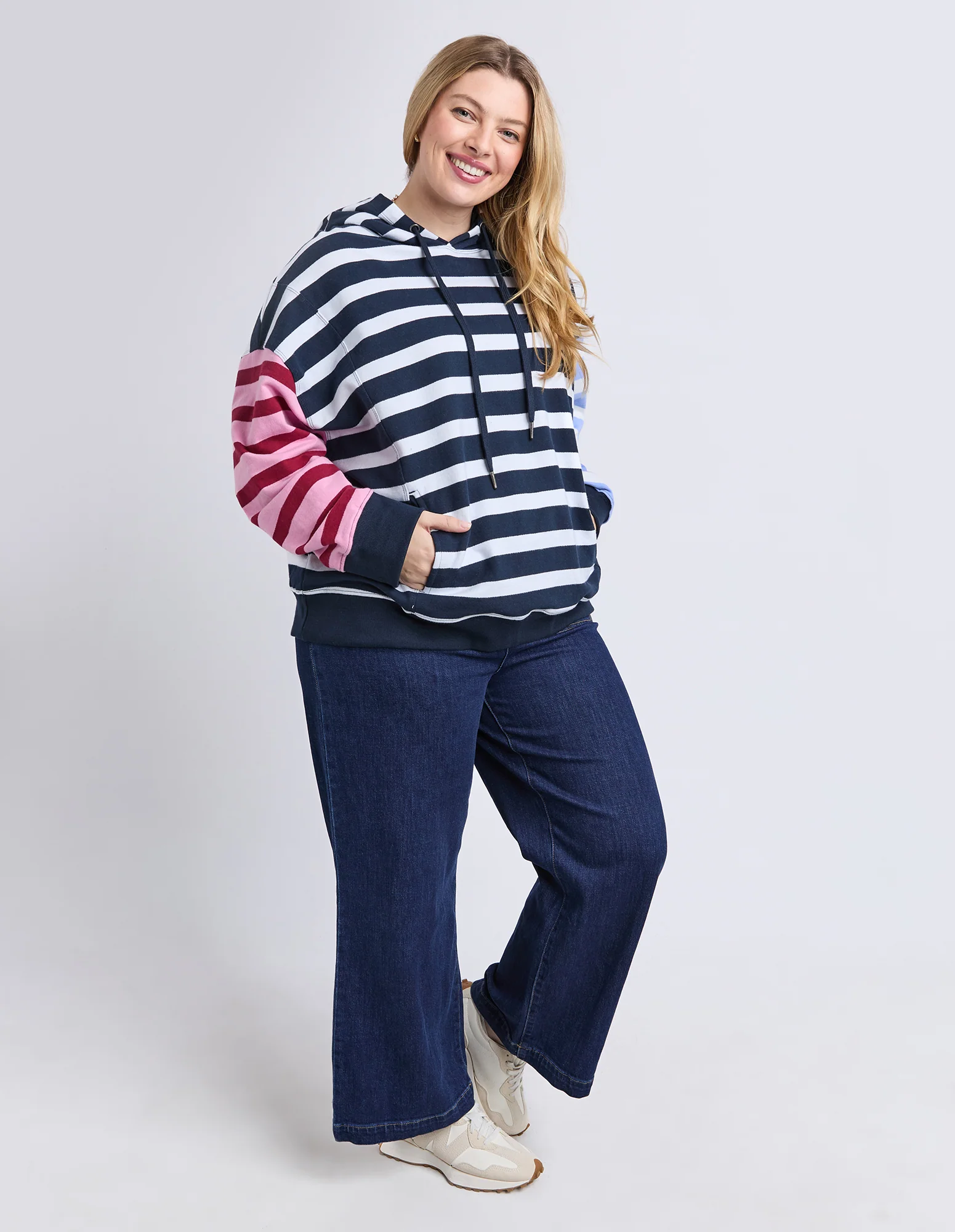 All Sorts Hoodie Pink/Navy Stripe - Image 9