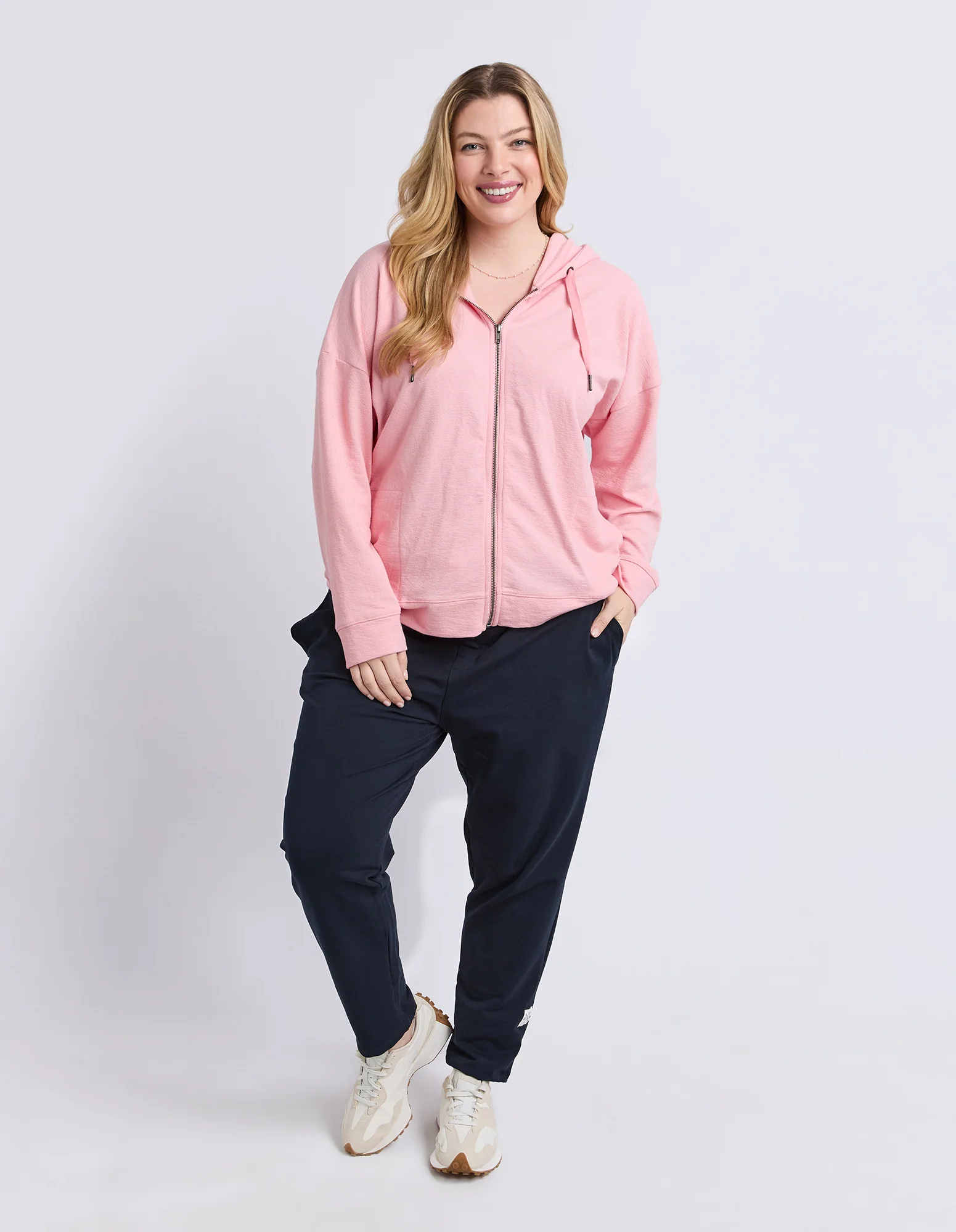 Beachy Long Sleeve Zip Hoodie Rose - Image 3