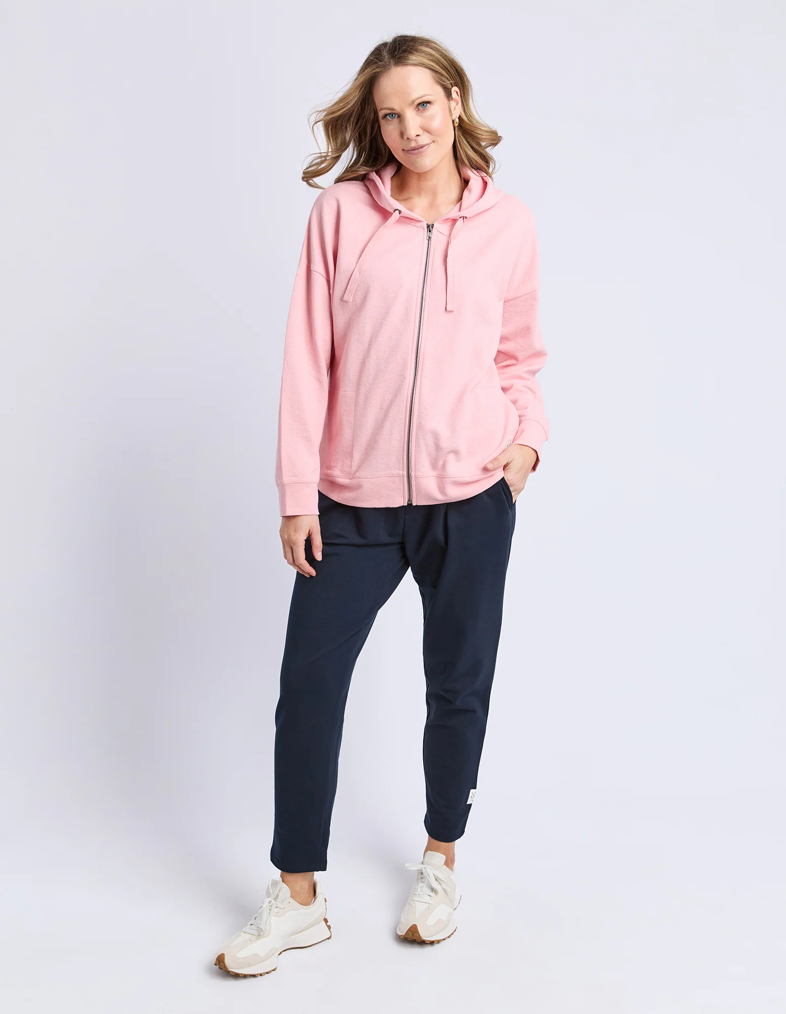 Beachy Long Sleeve Zip Hoodie Rose - Image 4