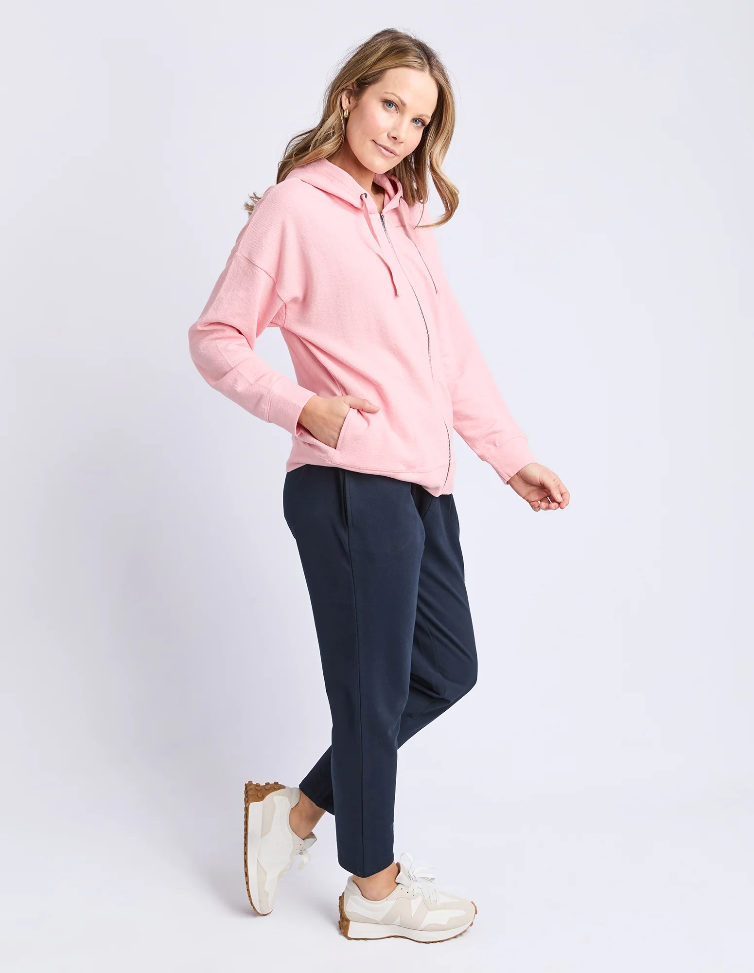 Beachy Long Sleeve Zip Hoodie Rose - Image 9