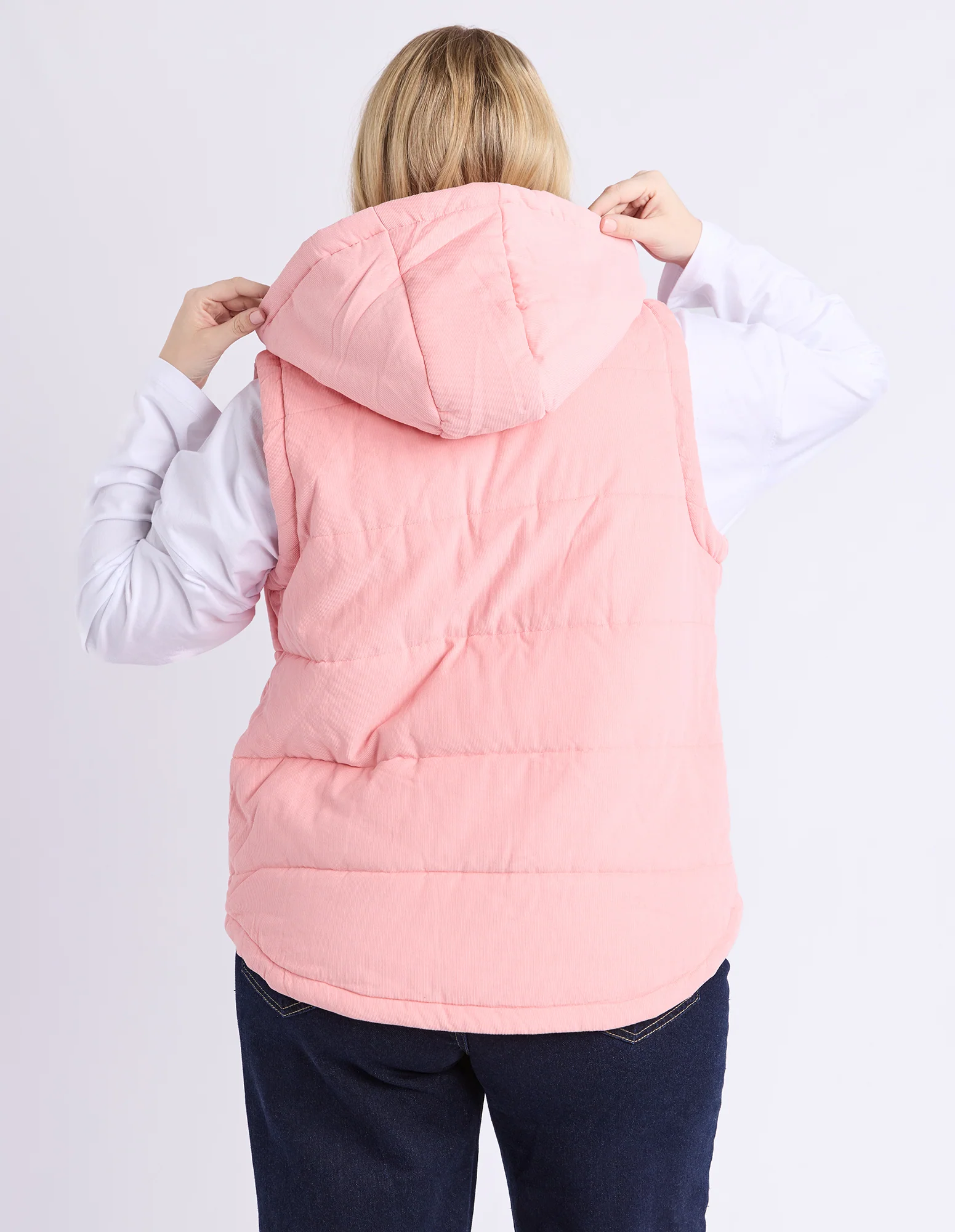 Cord Puffer Vest Rose Pink - Image 7