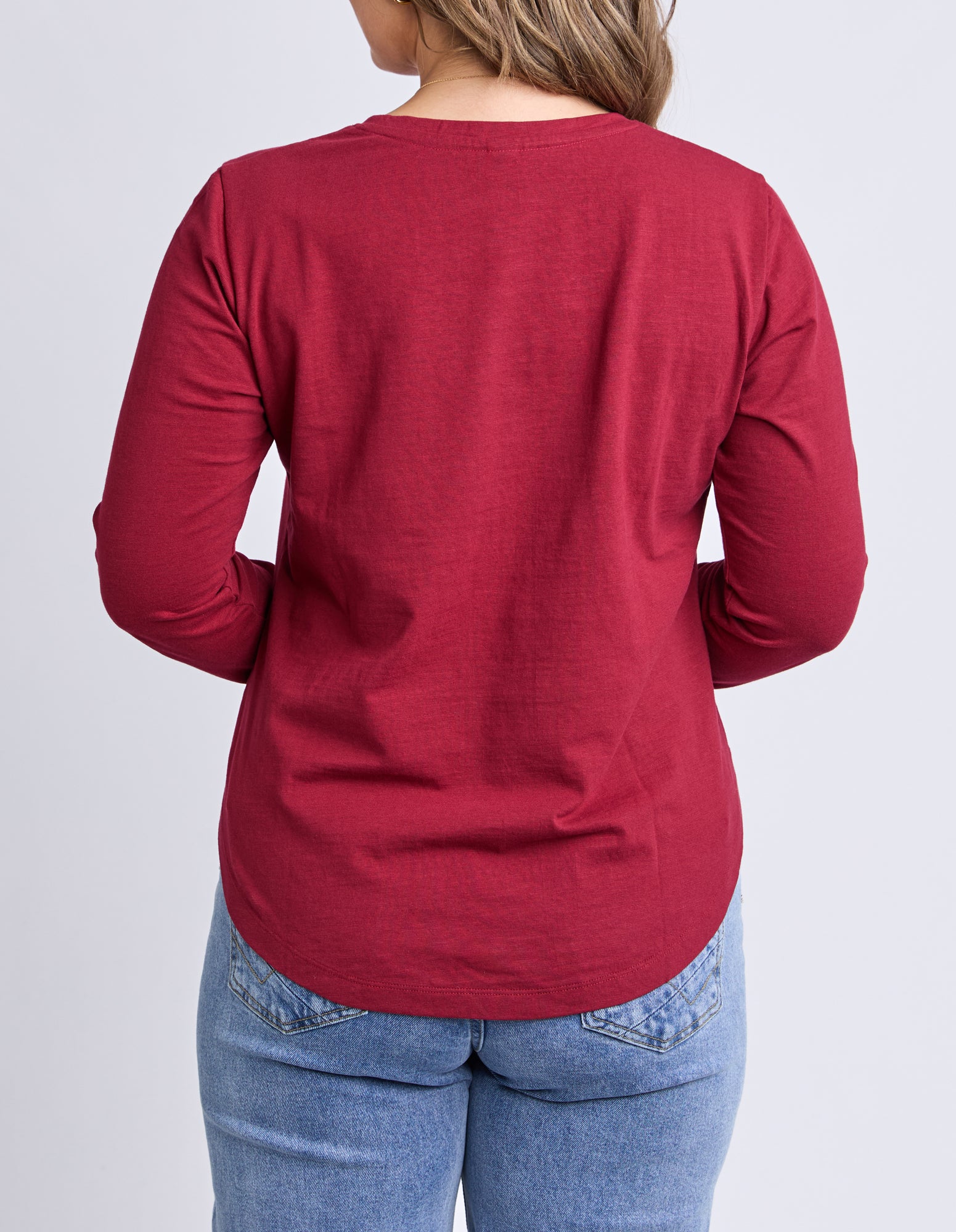 Everyday Long Sleeve Tee Maroon - Image 3