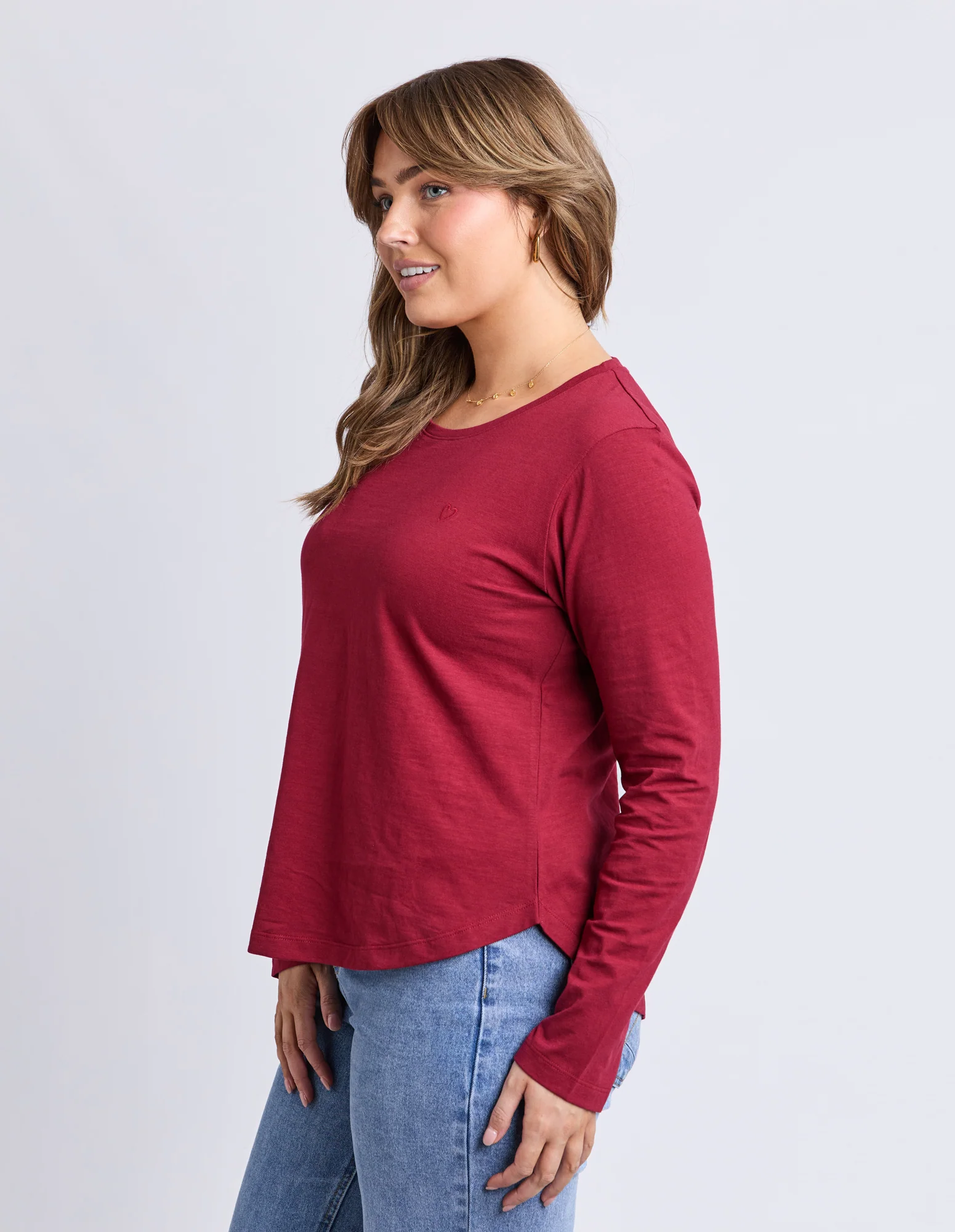 Everyday Long Sleeve Tee Maroon - Image 4