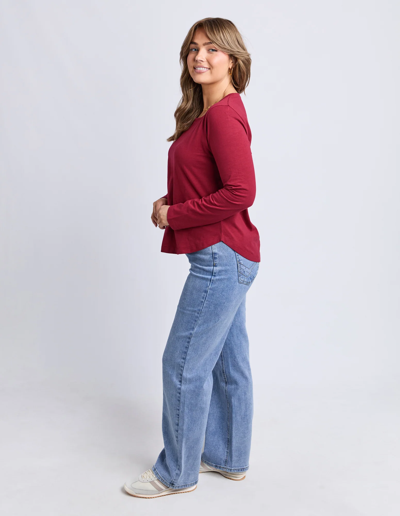 Everyday Long Sleeve Tee Maroon - Image 6