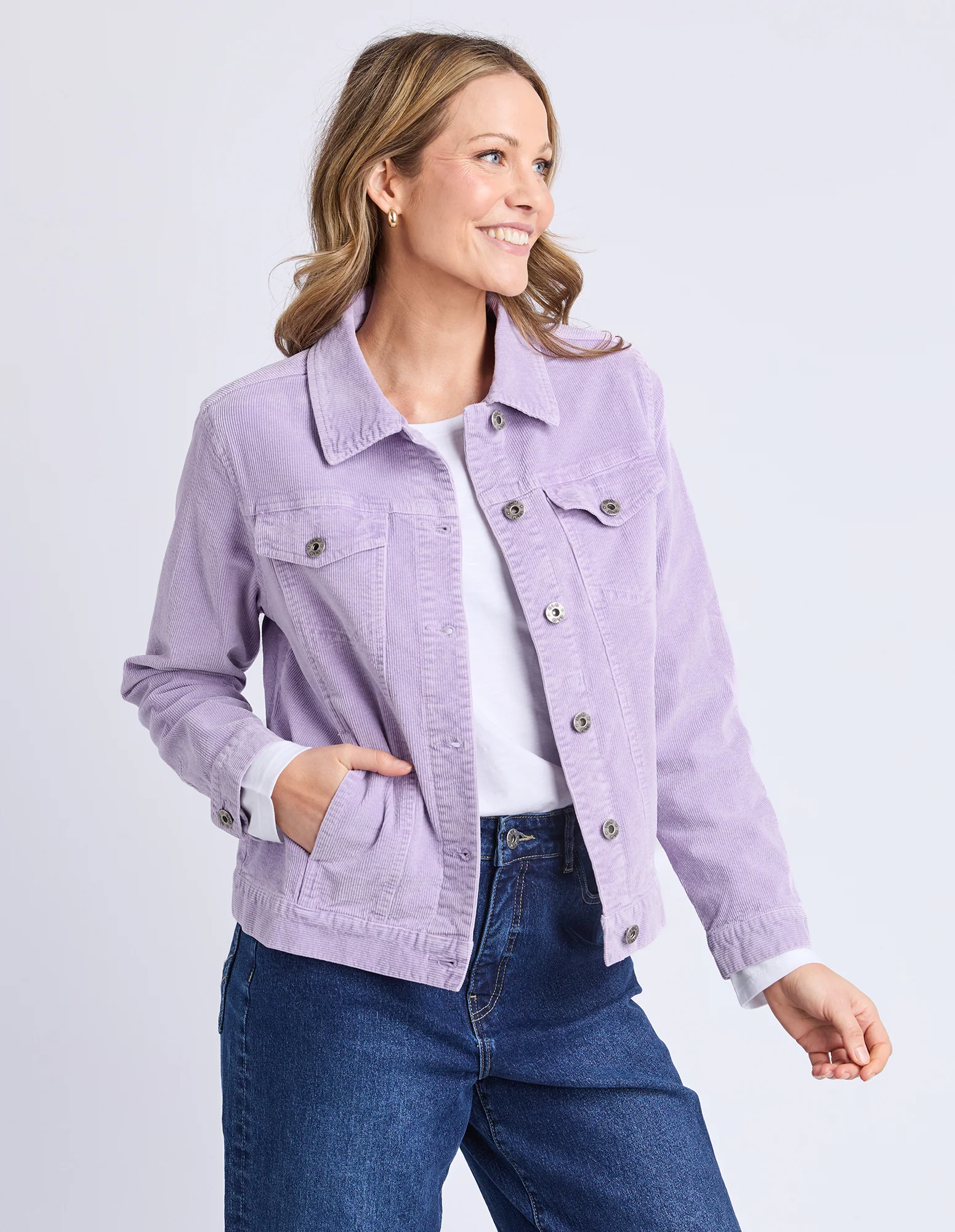Fleur Cord Jacket Lilac - Image 10