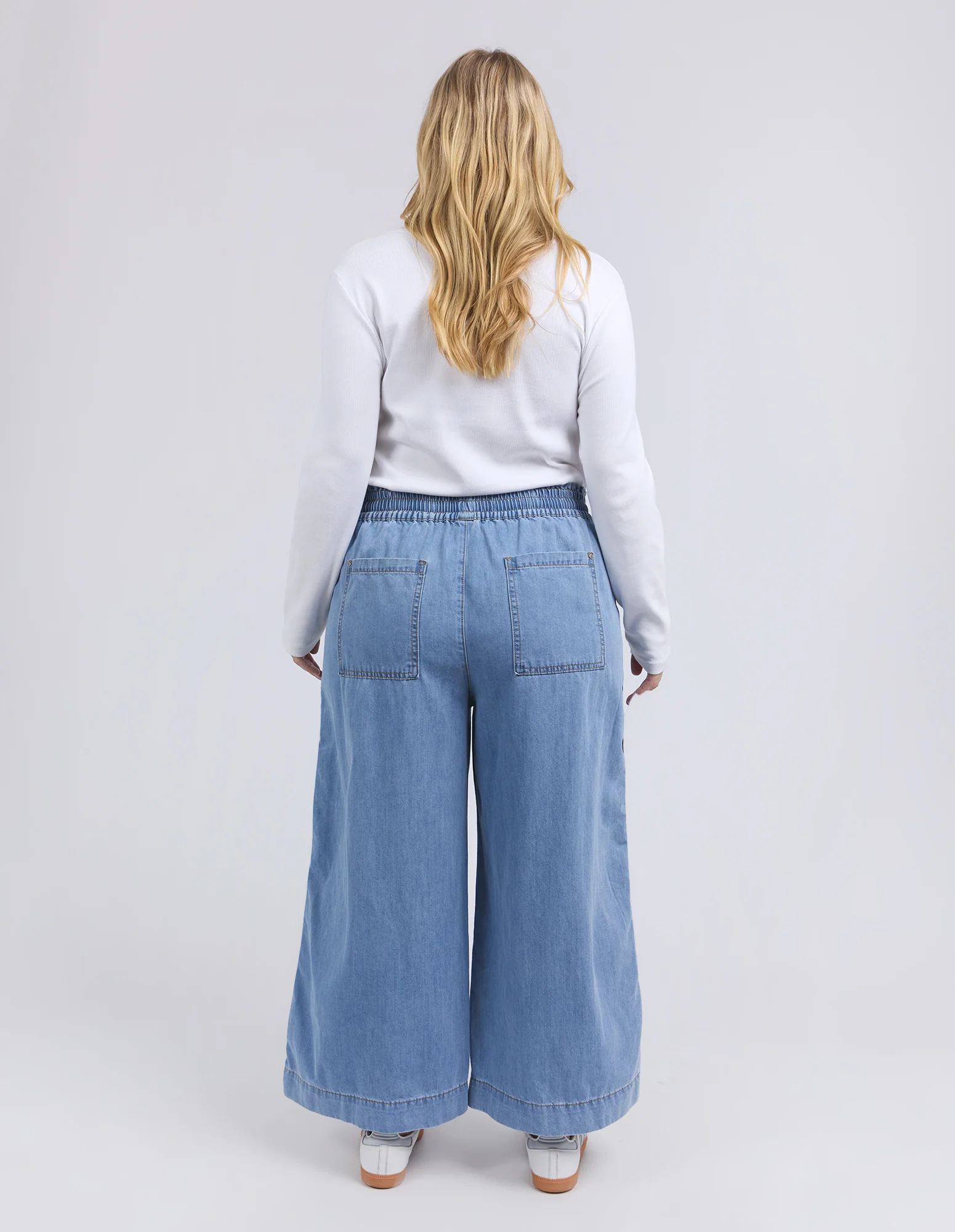 Greta Wide Leg Pant Side Tape Light Blue - Image 4