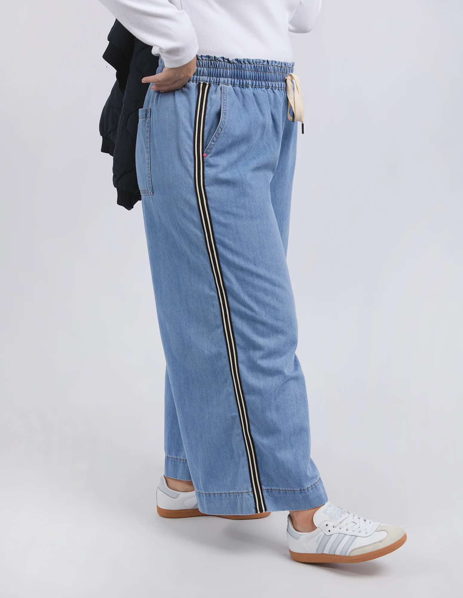 Greta Wide Leg Pant Side Tape Light Blue - Image 5