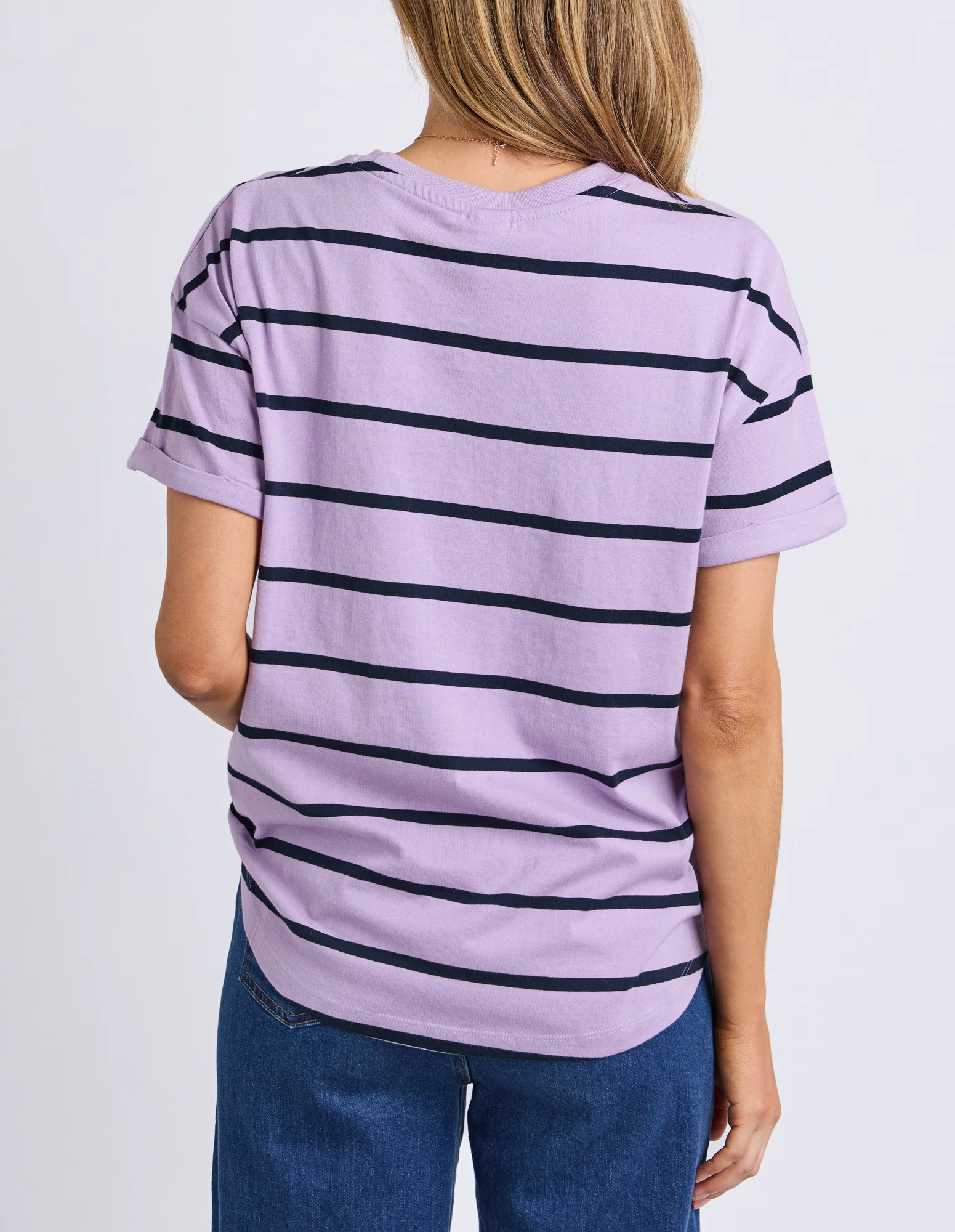 Halli Short Sleeve Tee Lilac/Navy Stripe - Image 4