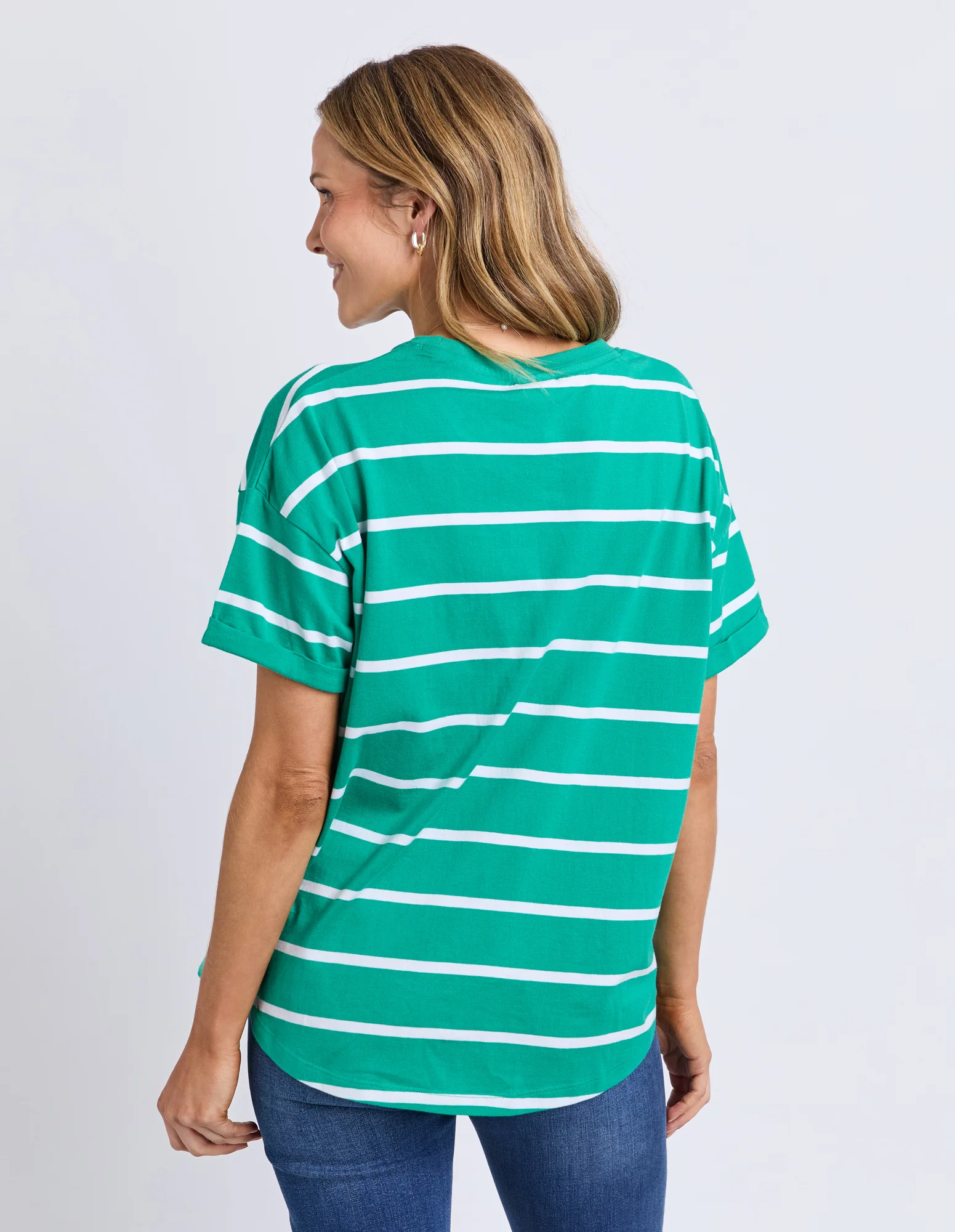 Halli Short Sleeve Stripe Tee Virdis Green/White - Image 5