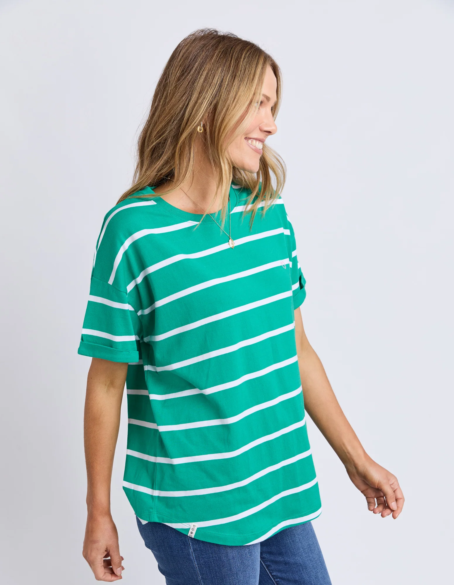 Halli Short Sleeve Stripe Tee Virdis Green/White - Image 7