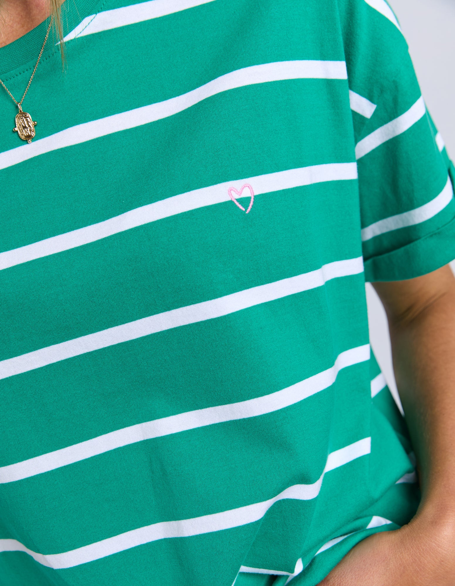 Halli Short Sleeve Stripe Tee Virdis Green/White - Image 9