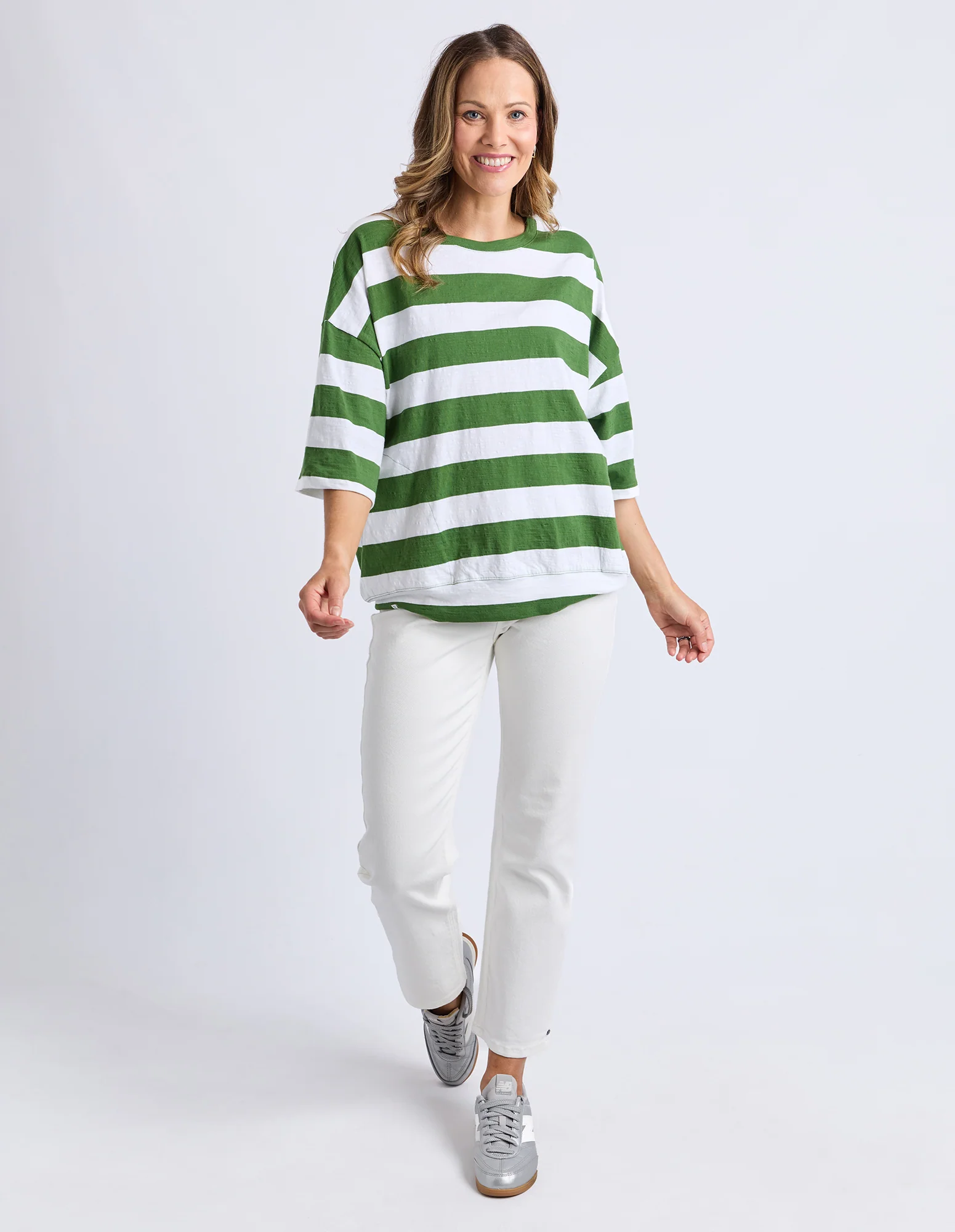 Mazie Block Stripe Sweat Cedar/Marshmellow - Image 3
