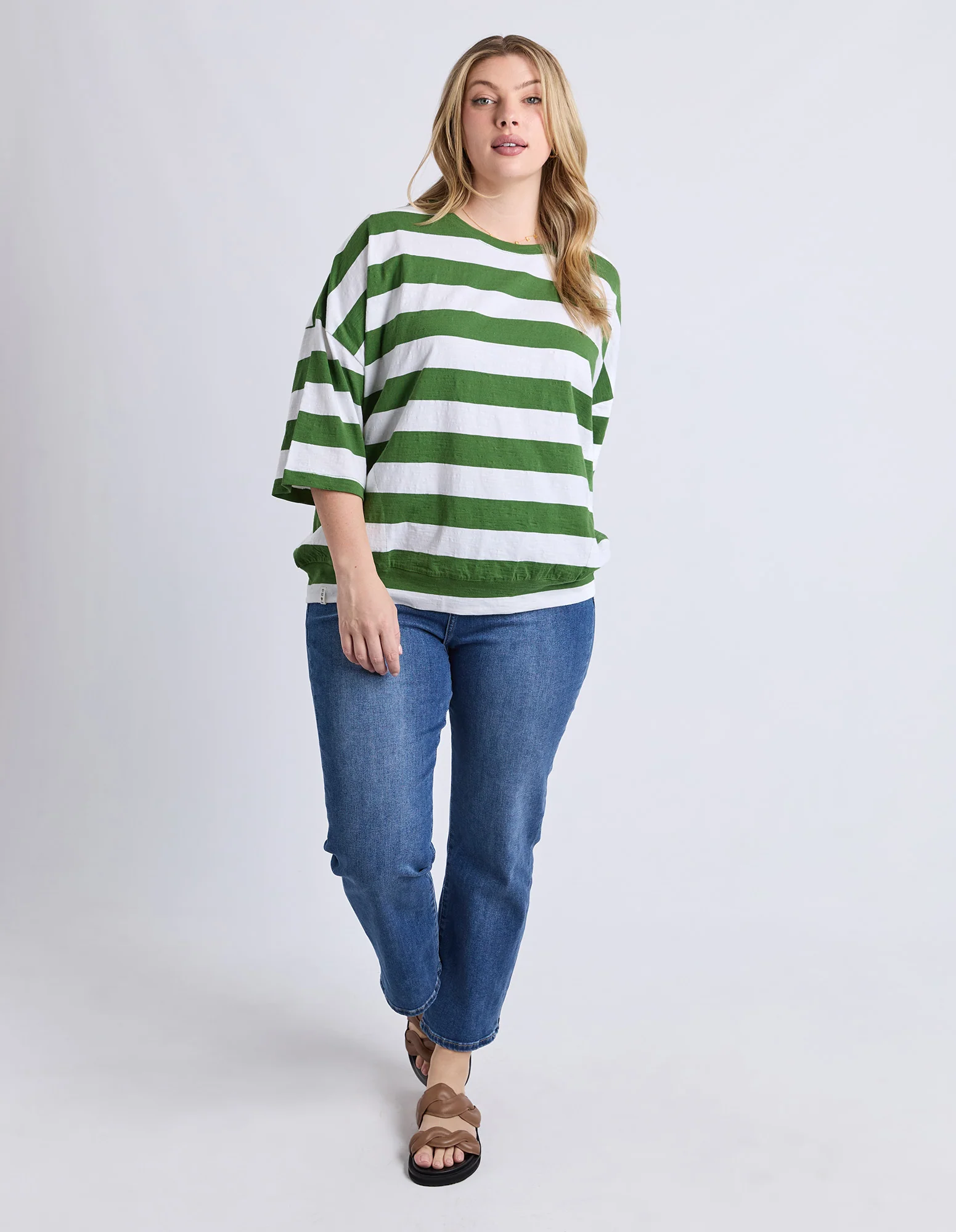 Mazie Block Stripe Sweat Cedar/Marshmellow - Image 4