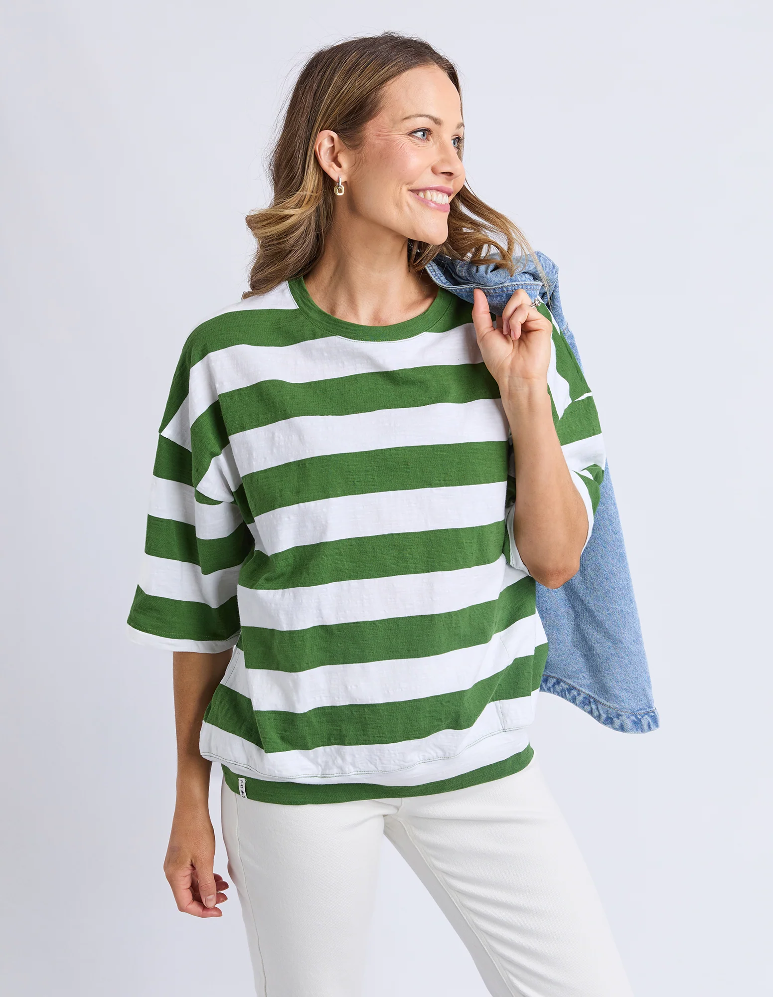 Mazie Block Stripe Sweat Cedar/Marshmellow - Image 7