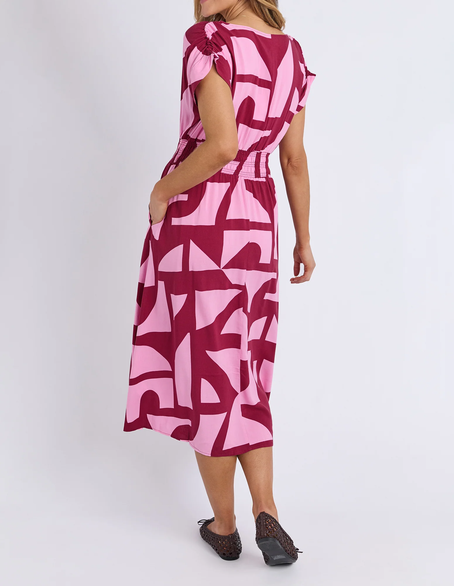 Mosaic Midi Dress Maroon - Image 11