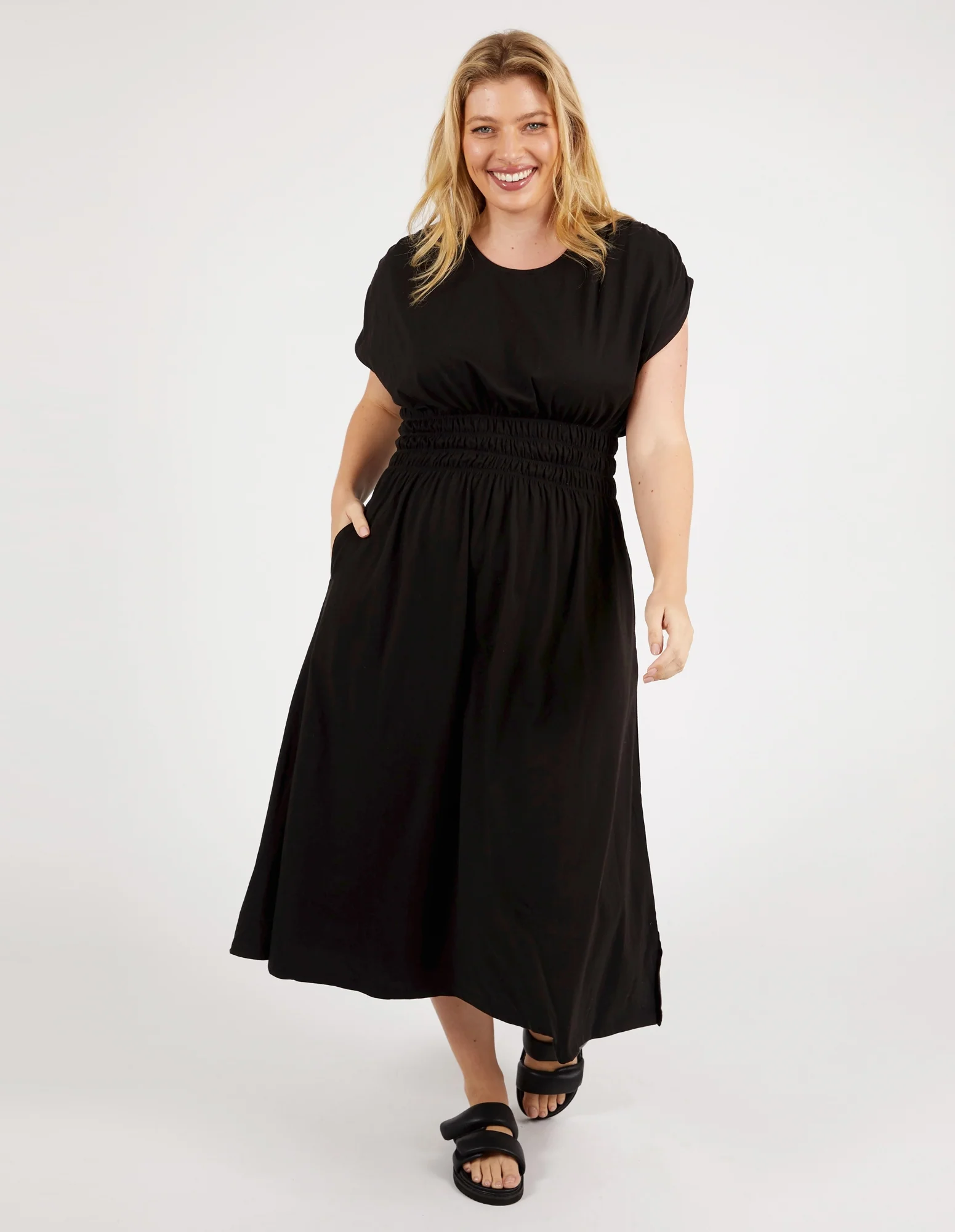 Nelle Midi Dress Black - Image 7