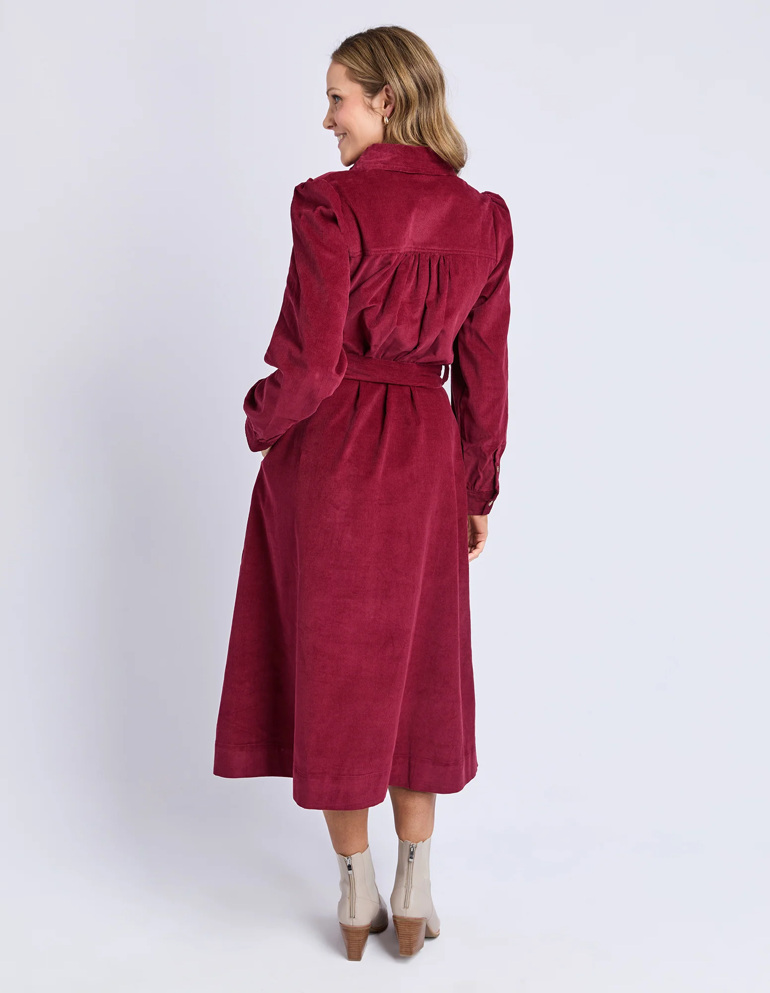 Serena Cord Dress Maroon - Image 4