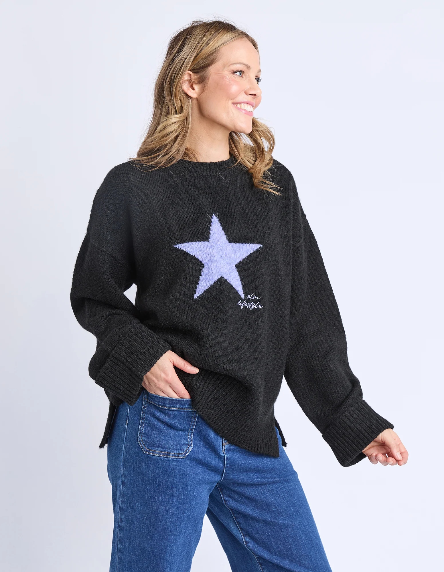 Star Intarsia Knit Black - Image 5