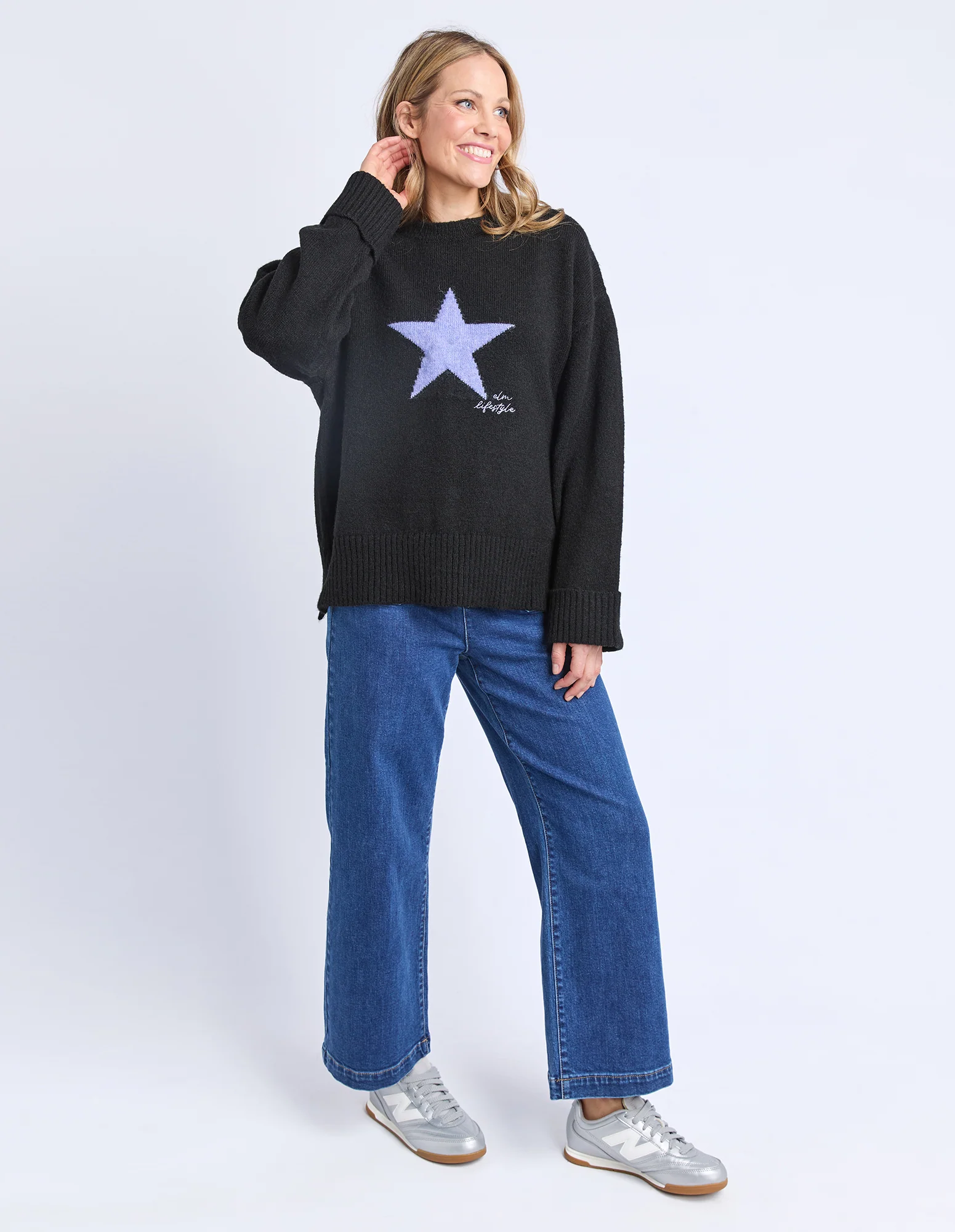 Star Intarsia Knit Black - Image 7