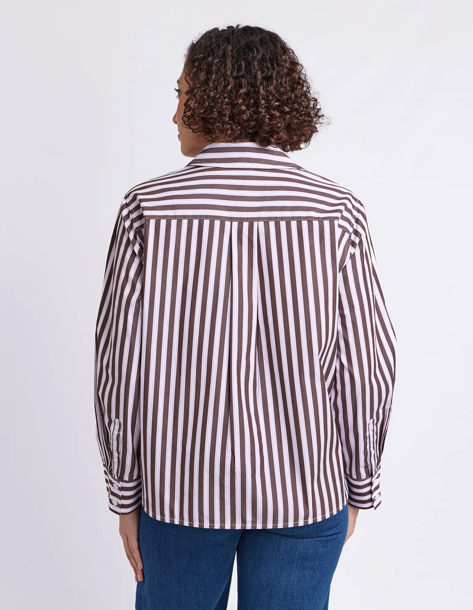 Sylvie Stripe Shirt Chocolate Stripe - Image 3