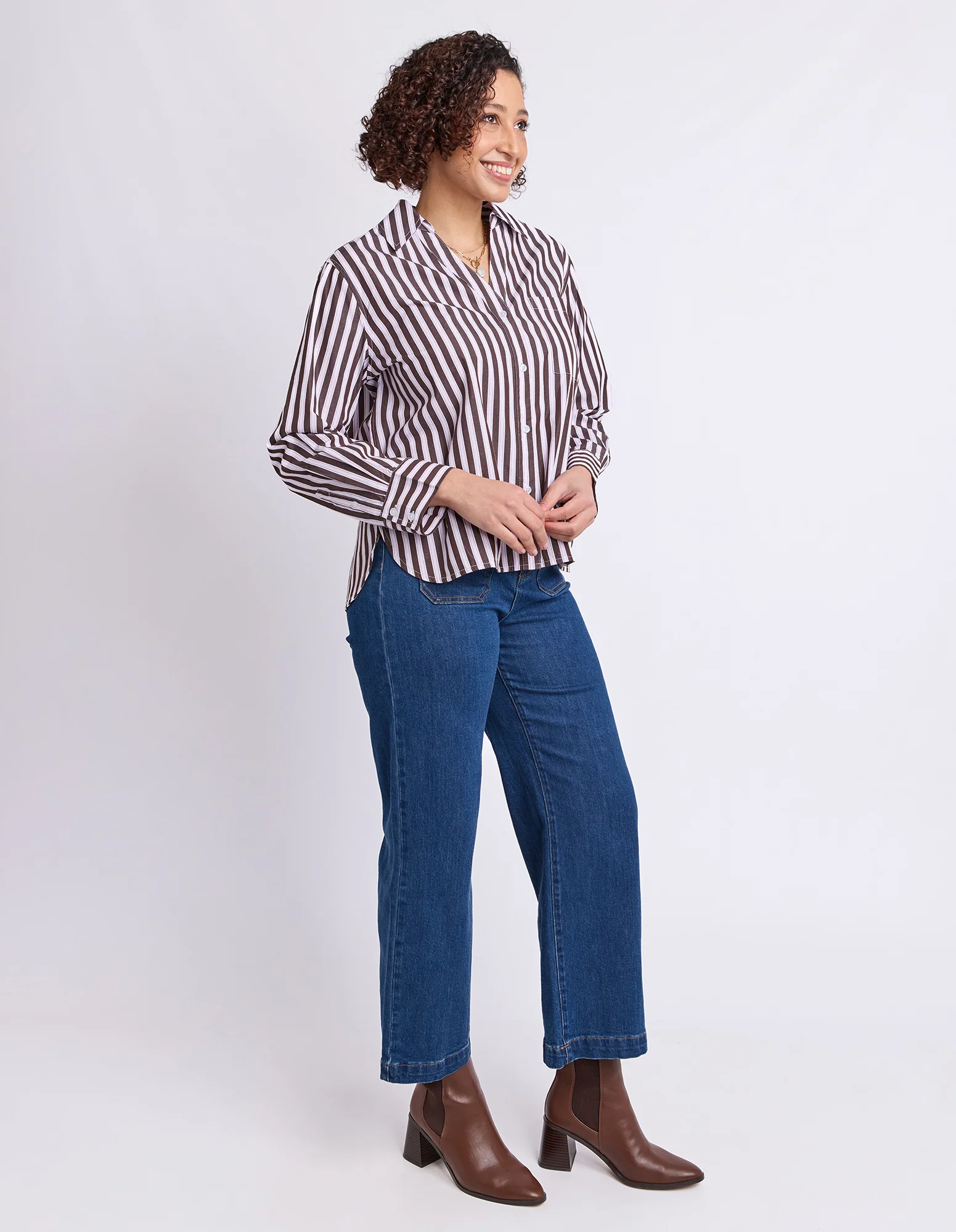 Sylvie Stripe Shirt Chocolate Stripe - Image 6