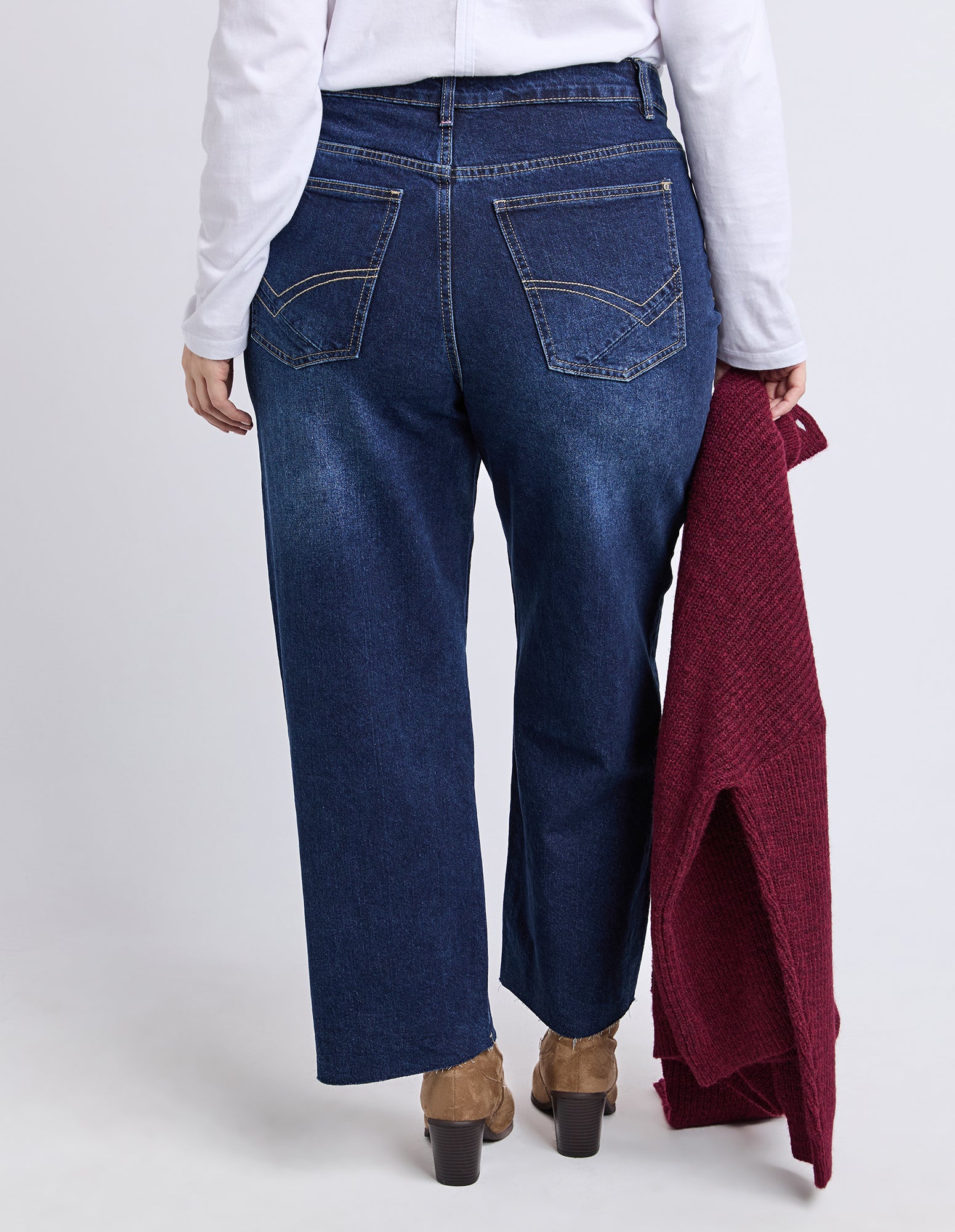 Sylvie Wide Leg Jean Dark Blue Wash - Image 6