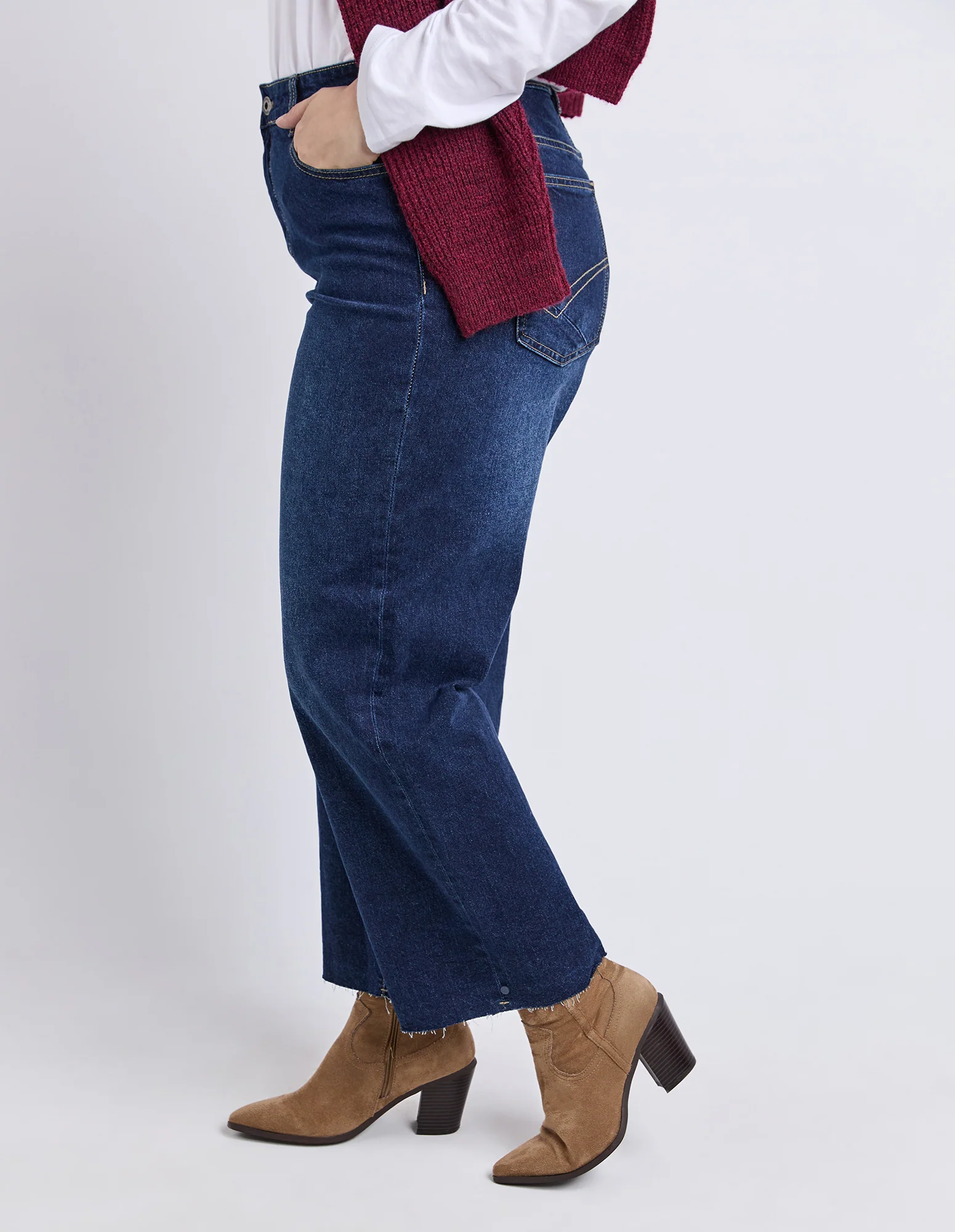 Sylvie Wide Leg Jean Dark Blue Wash - Image 8