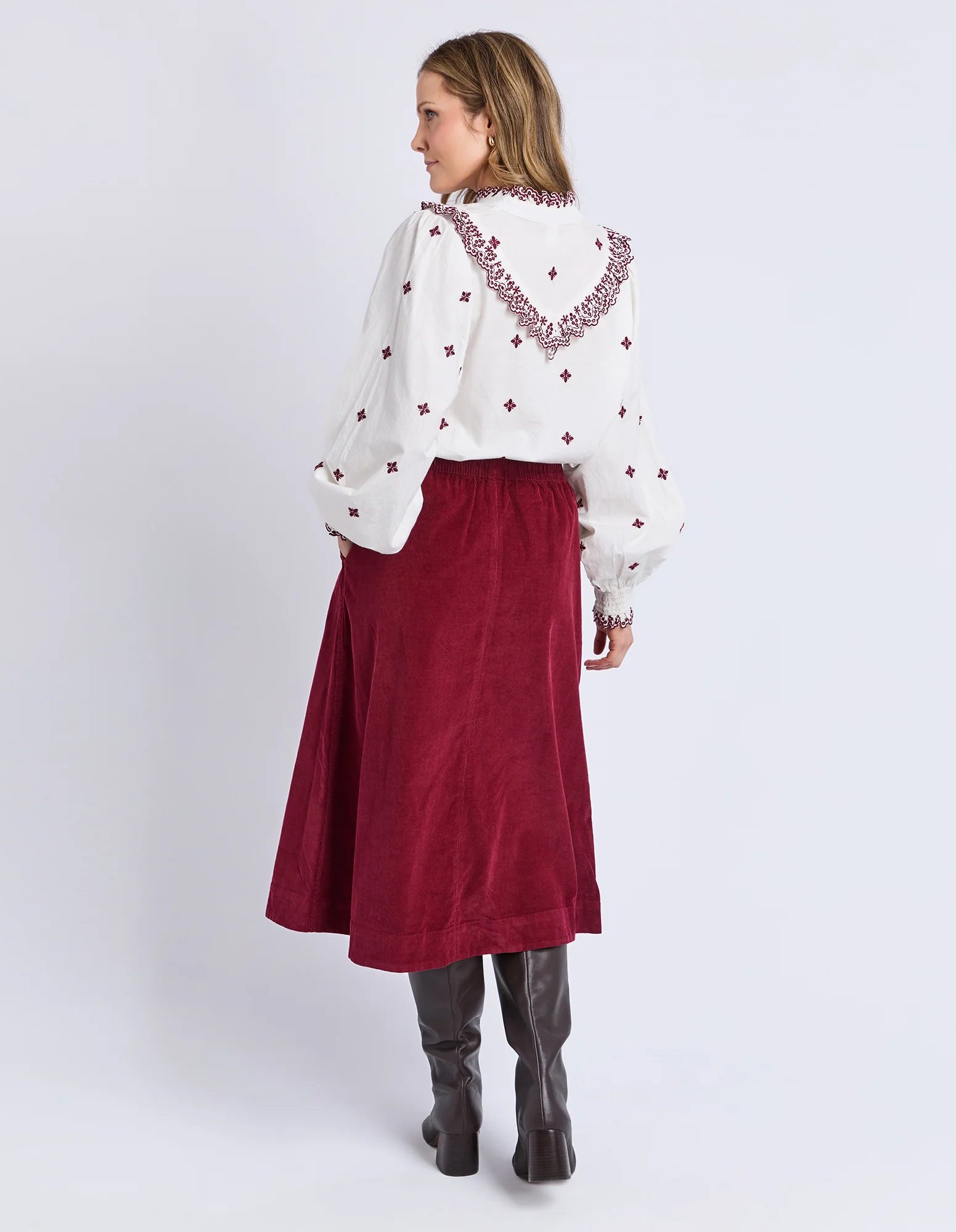 Winnie Cord Skirt Maroon - Image 4